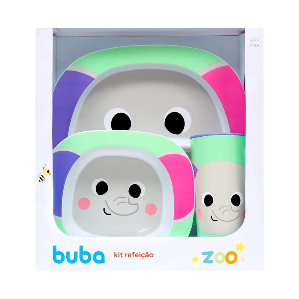 Kit Refeição Introdução Alimentar Infantil Buba Zoo Elefante