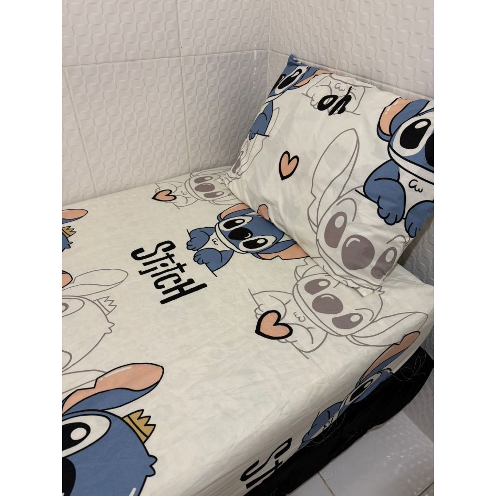 Jogo Lençol Elástico Solteiro 2 Peças Infantil 200 Fios Stitch Pateta Princesa em Oferta na Shopee