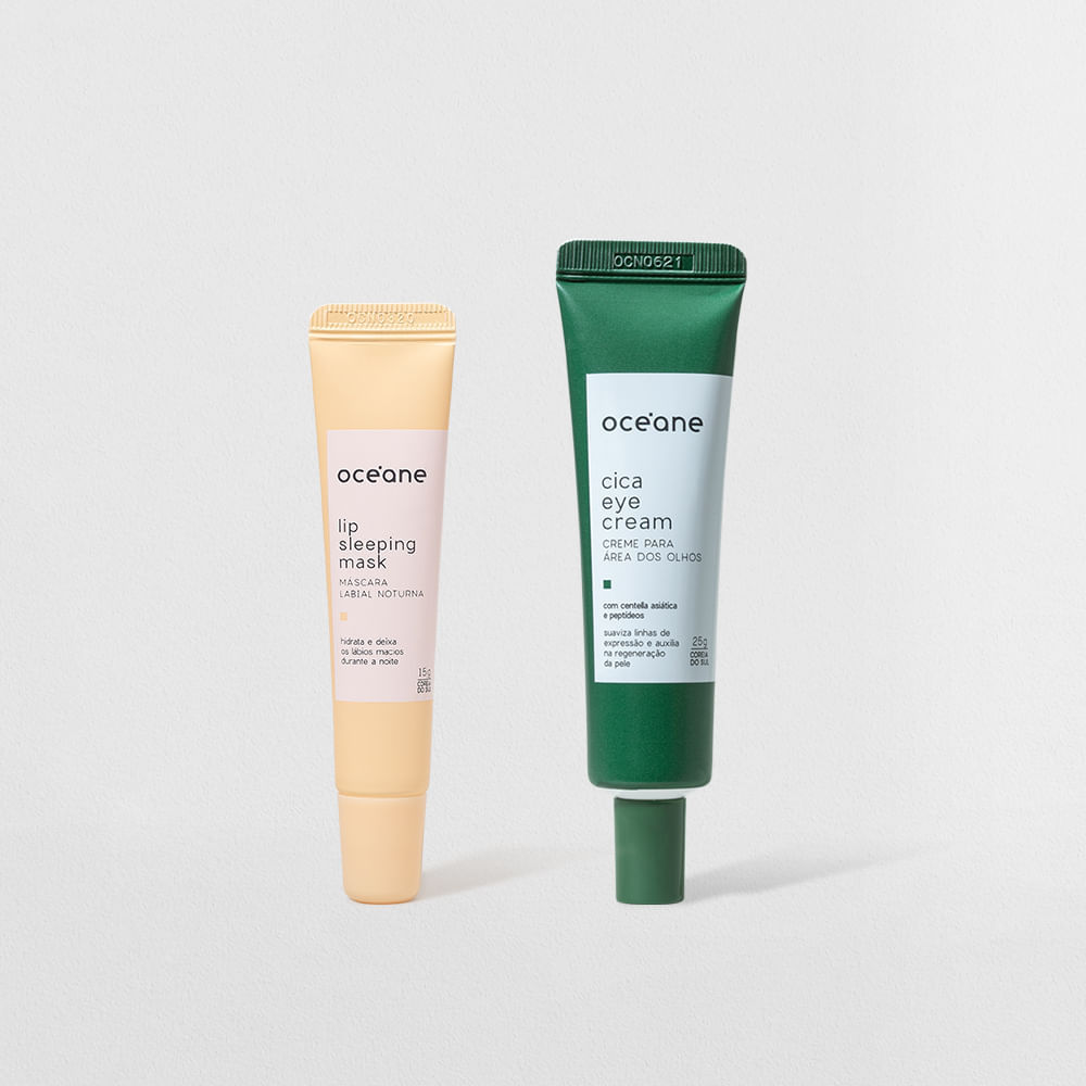 Kit Creme para Área Dos Olhos Cica Cream + Máscara Labial Noturna (2 Produtos)