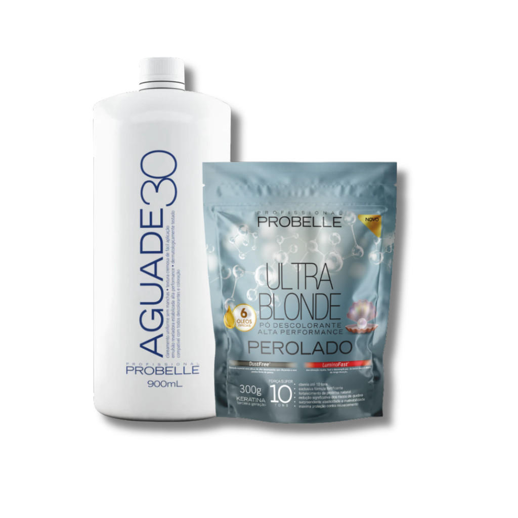 Kit Pó Descolorante Probelle Perolado Ultra Blonde 300g + Água Oxigenada Cremosa 30 vol 900ML Probelle probelle