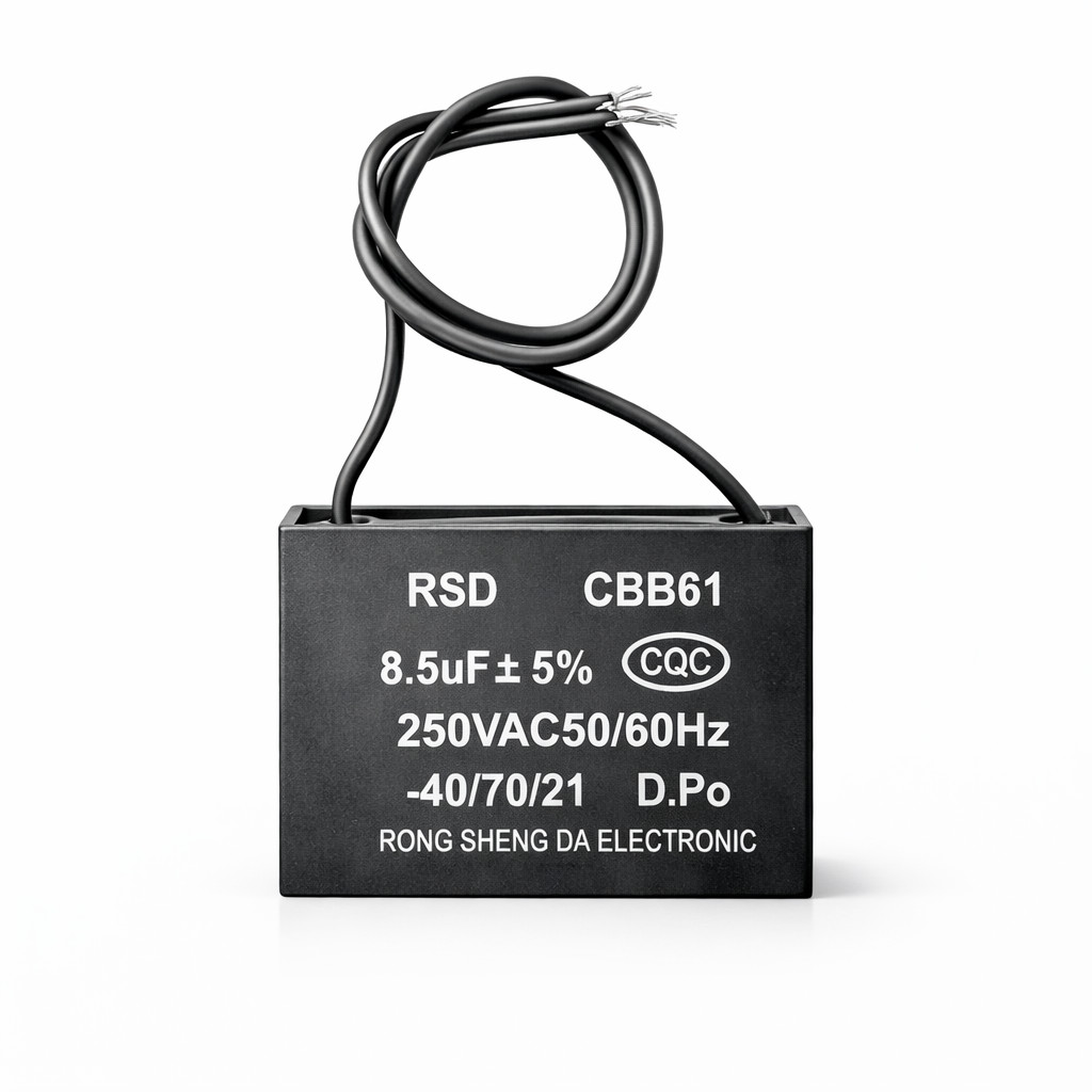 Capacitor Ventilador CBB61 8,5uF 250V Mondial 2 Fios