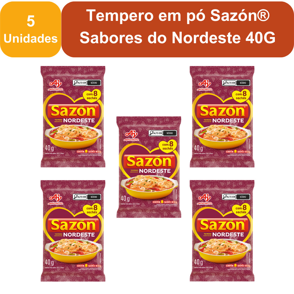 Kit 5 Unidades Tempero em pó Sazón® Sabores do Nordeste 40G