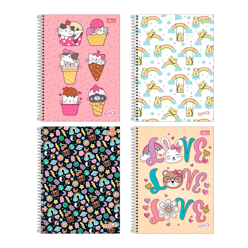 Caderno espiral capa dura universitário 1x1 80 folhas Spice Feminino Tilibra em Oferta na Shopee