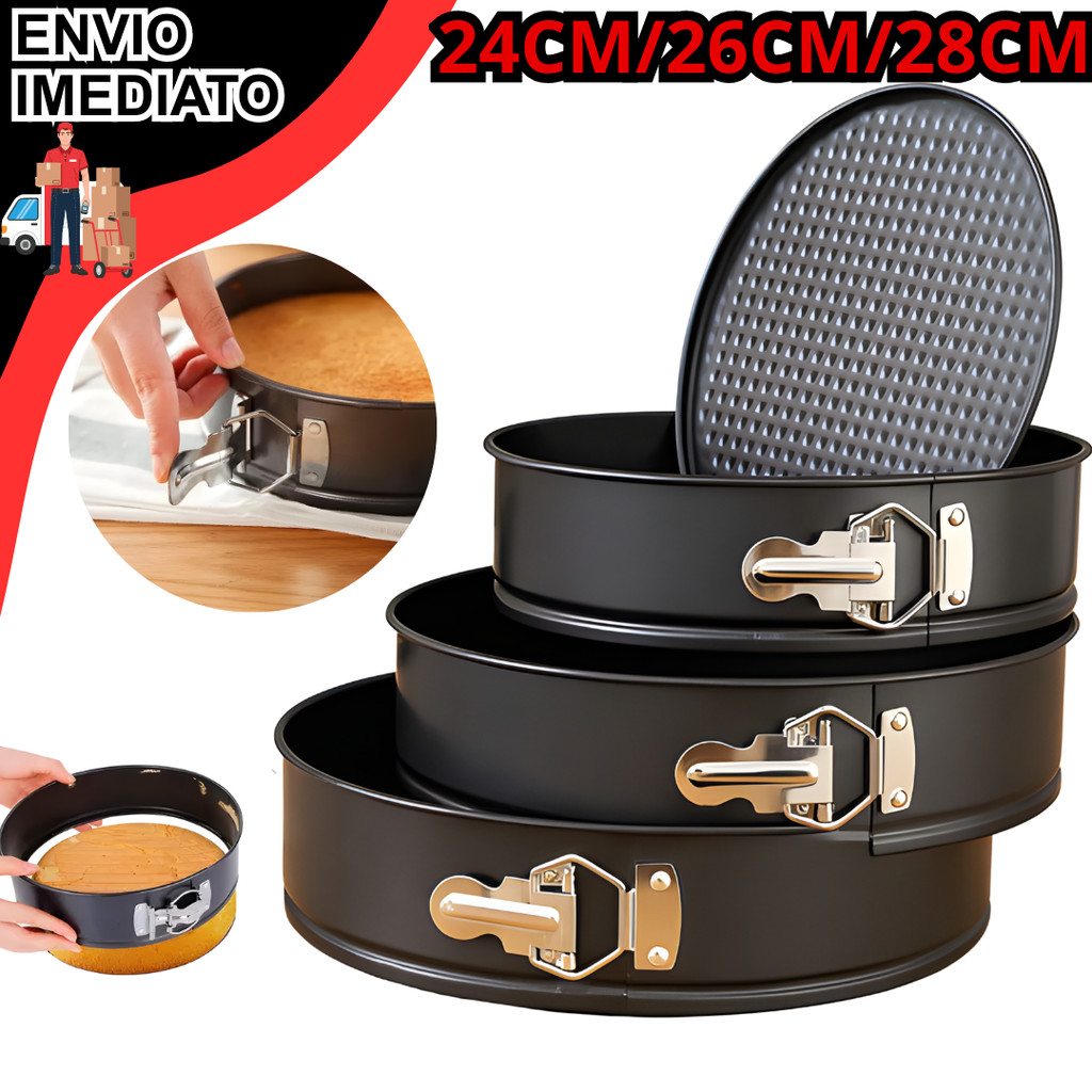 Formas Redonda Para Bolo Torta Antiaderente Com Fundo Removível 24cm/26cm/28cm Utensílio Cozinha Confeitaria em Oferta na Shopee