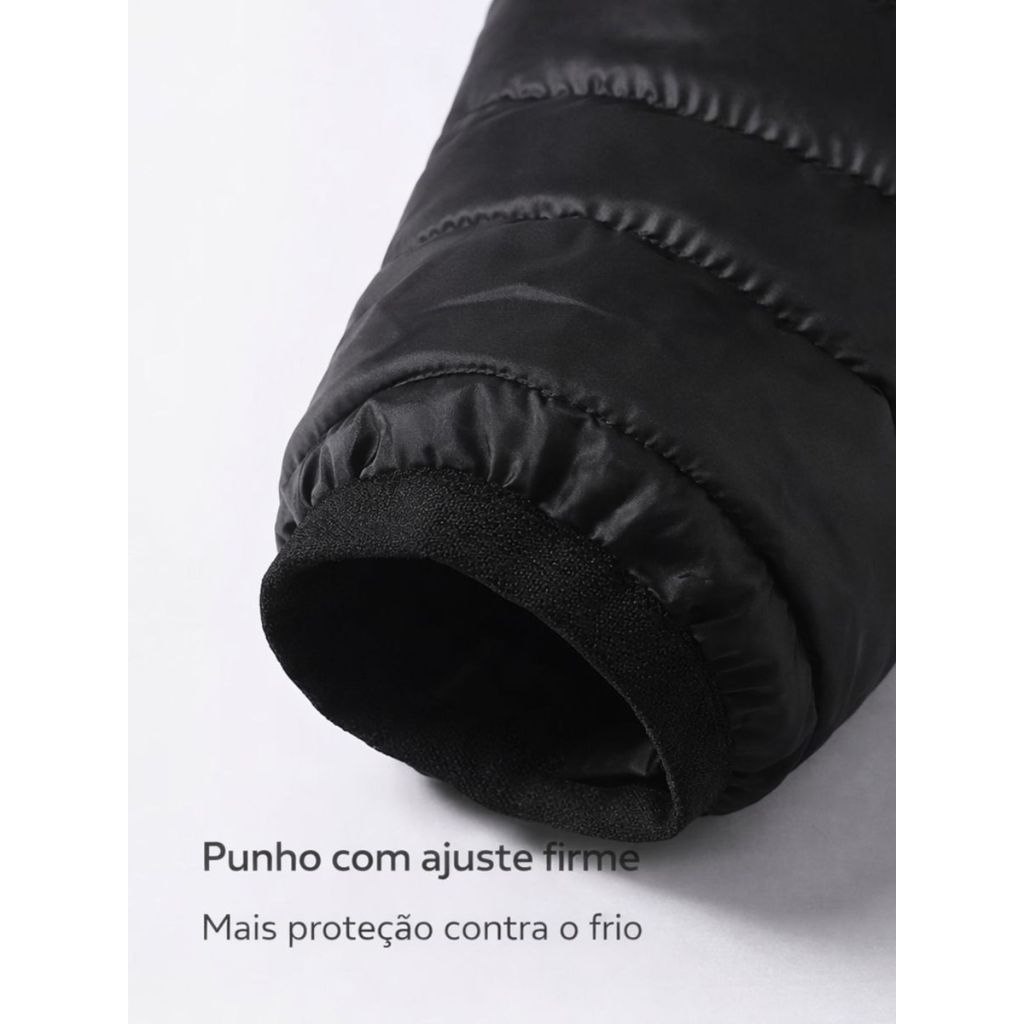 Detalhes do Casaco Inverno Masculino Puffer Preto com Touca Jaqueta Moderna e Resistente