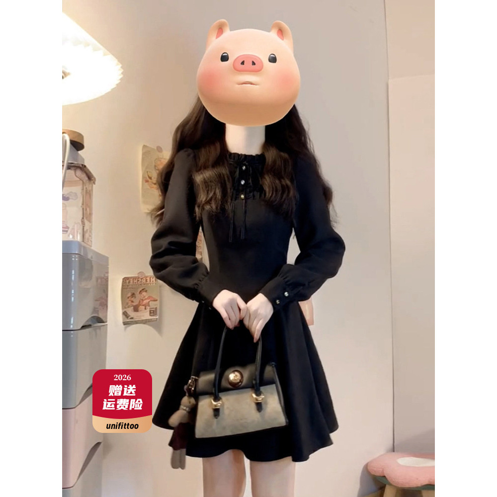 Vestido preto francês elegante 2026 novo estilo feminino pequeno vestido preto vestido de primavera High-End vestido de 