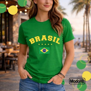 Camiseta Feminina Brasil 100% Algodão Torcedor Copa 2026 Estampa Premium em Oferta na Shopee