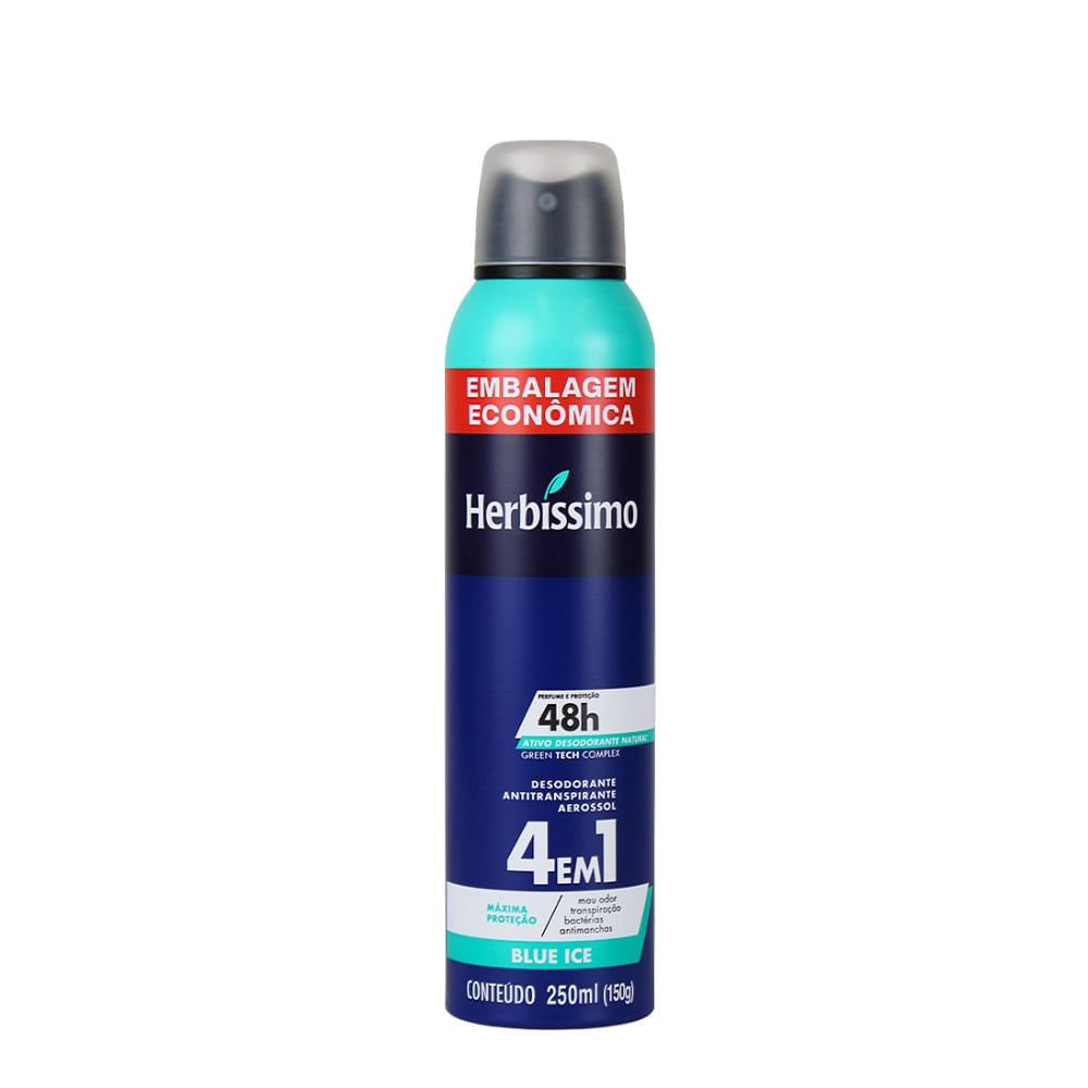 Desodorante Antitranspirante Aerosol Herbíssimo Blue Ice 250ml em Oferta na Shopee