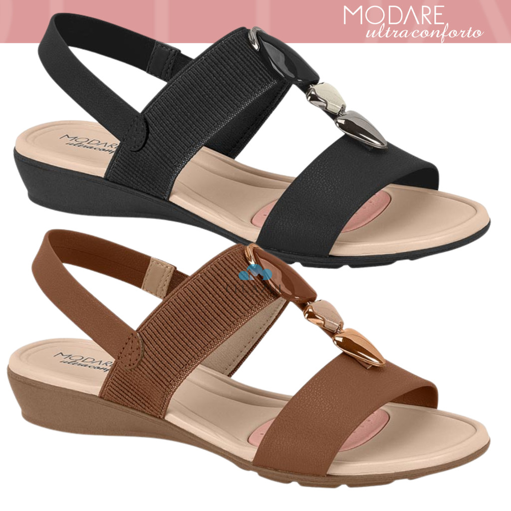 Sandália Feminina Modare Ultraconforto Elástico Pedraria Original em Oferta na Shopee