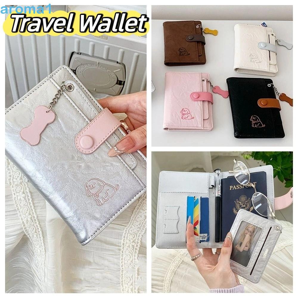 Bolsa Para Passaporte AROMA1 PU , Porta-Cartões Carteira De Viagem Fofa Cachorrinhos De Check-in De Avião , Clipe