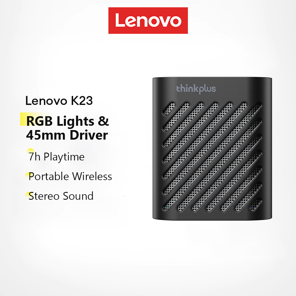 Lenovo K23 Alto-Falante Bluetooth Som Portátil Sem Fio Com Luzes RGB E Driver Grande De 45 Mm 7 Horas De Reprodução