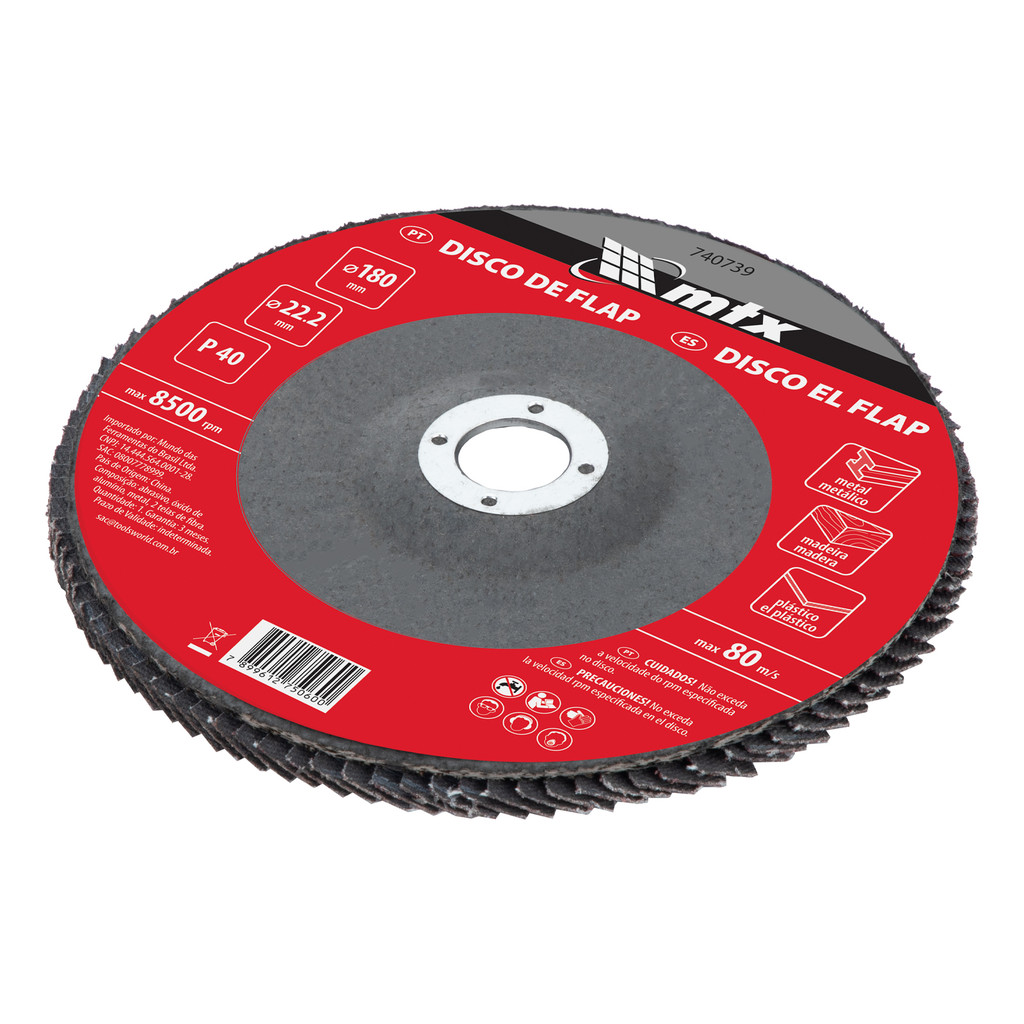 Disco Flap Grão 40 180 x 22,2MM 1 Peça MTX