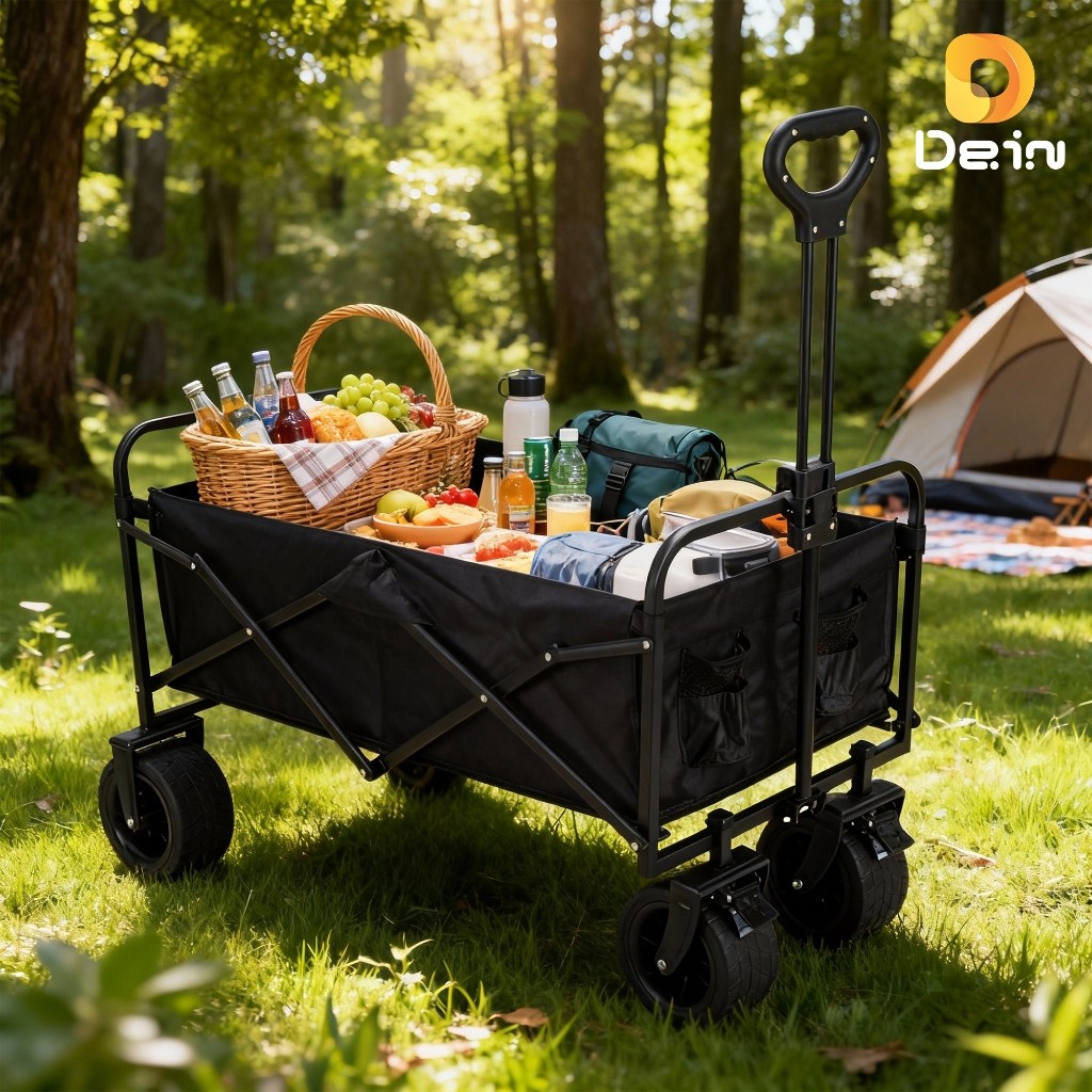 Carrinho de Camping Dobrável Grande 75cm Rodas 360° Alta Resistência Portátil em Oferta na Shopee