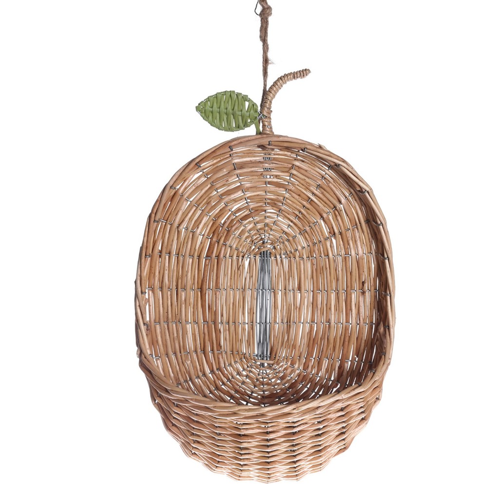 cesto organizador de parede pera 25cm com textura palha rattan - Oikos