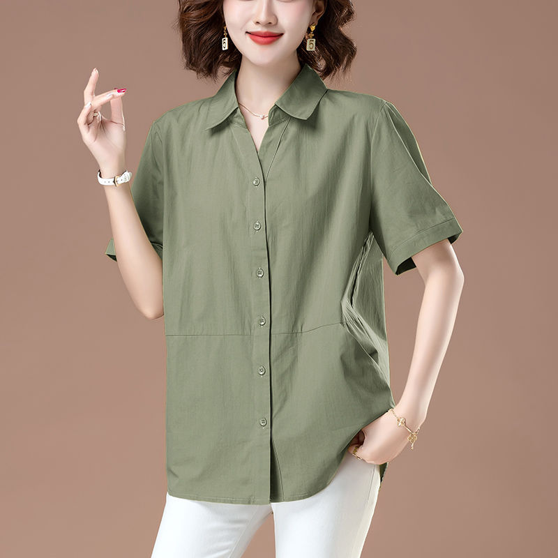 Novo estilo camisa feminina de manga curta Plus Size roupas femininas mãe roupas de verão na moda camisas femininas moda