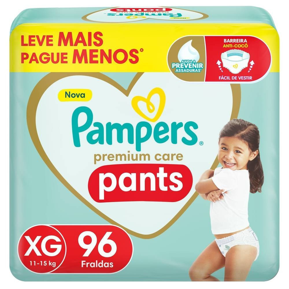 Fralda Pampers Pants Premium Care Jumbo Xg 96 Unidades em Oferta na Shopee
