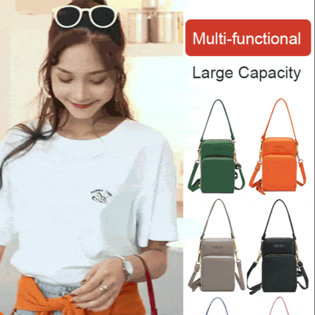 Bolsa de ombro feminina com design simples, grande capacidade e vários bolsos.