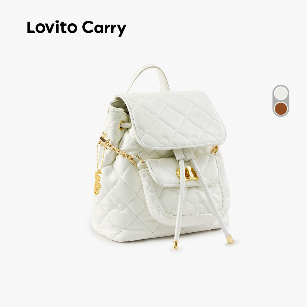 (Lovito Carry) Mochila Feminina Casual Acolchoada Para Escola E Viagens LR30E024 em Oferta na Shopee