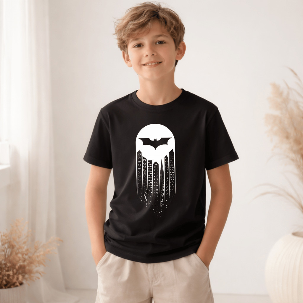 Camiseta Infantil e Juvenil Infatil Simbolo Bat 100% Algodão Premium Criança Personalizada Unissex Blusa Camisa