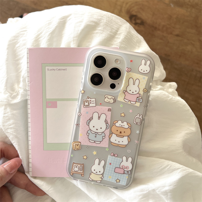 Capa macia branca transparente fosca fofa Miffy Rabbit Samsung S21 S22 S23 S24 S25 S26 FE Ultra Capa de telefone A56 A55