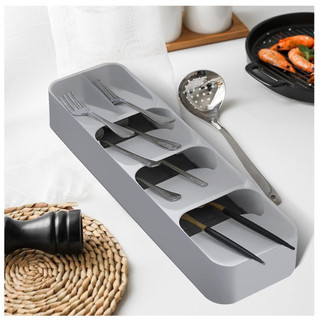 Organizador Porta Talheres Gaveta Cinza Divisórias Faca Colher Garfo Cozinha