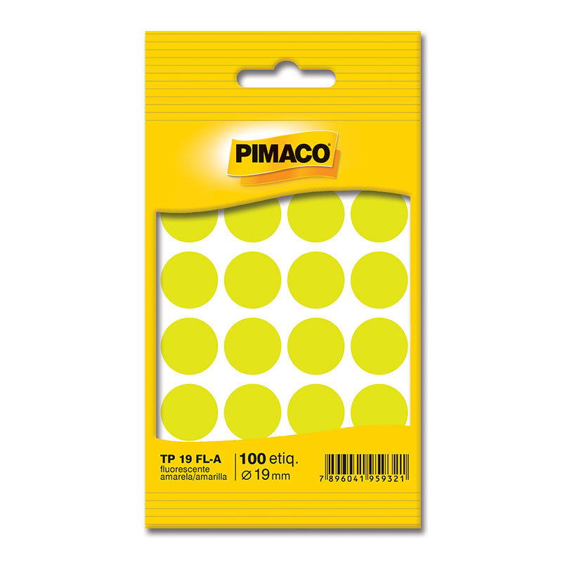 Etiqueta adesiva TP19 amarelo fluorescente Pimaco
