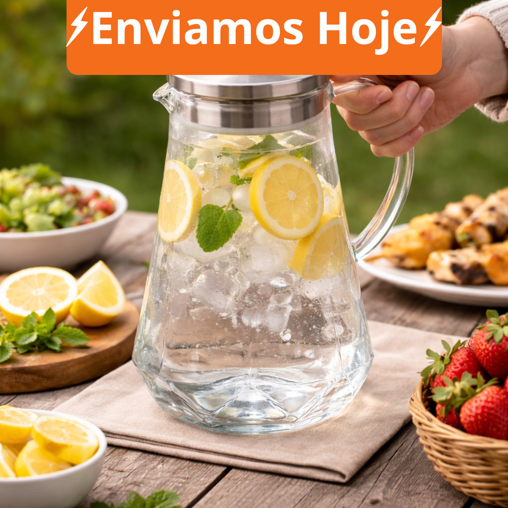 Jarra de Vidro Borossilicato Âmbar e Cristal com Tampa de Inox e Vedação de Silicone - Vai ao Fogo e ao Freezer! em Oferta na Shopee