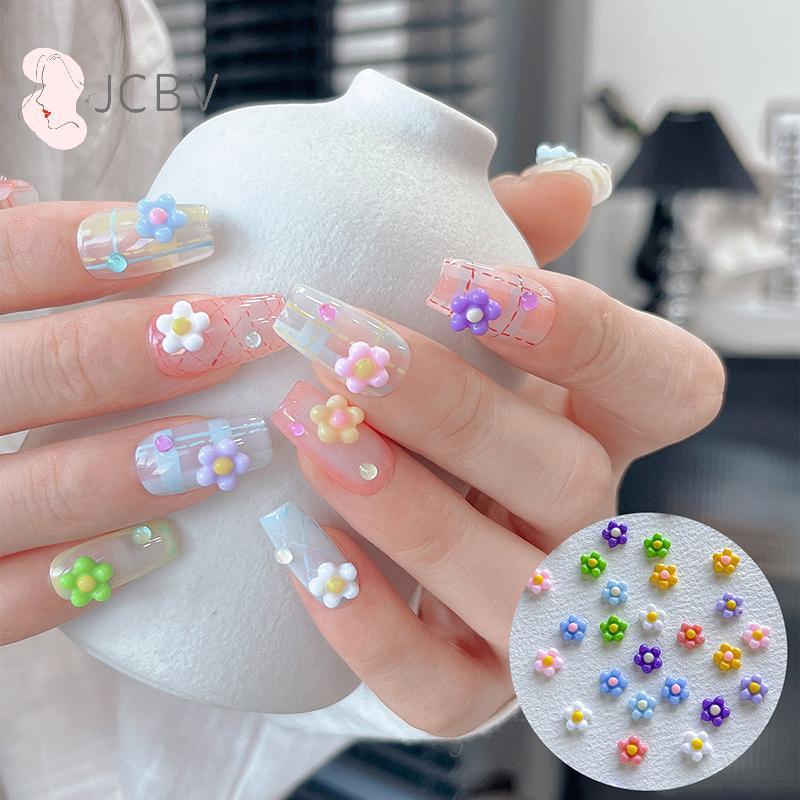 [JCBV] 50 Peças Amuletos De Arte De Unha De Flor Pequena Resina 3D Strass De 5 Pétalas Decorações De Unhas Acessórios Ka