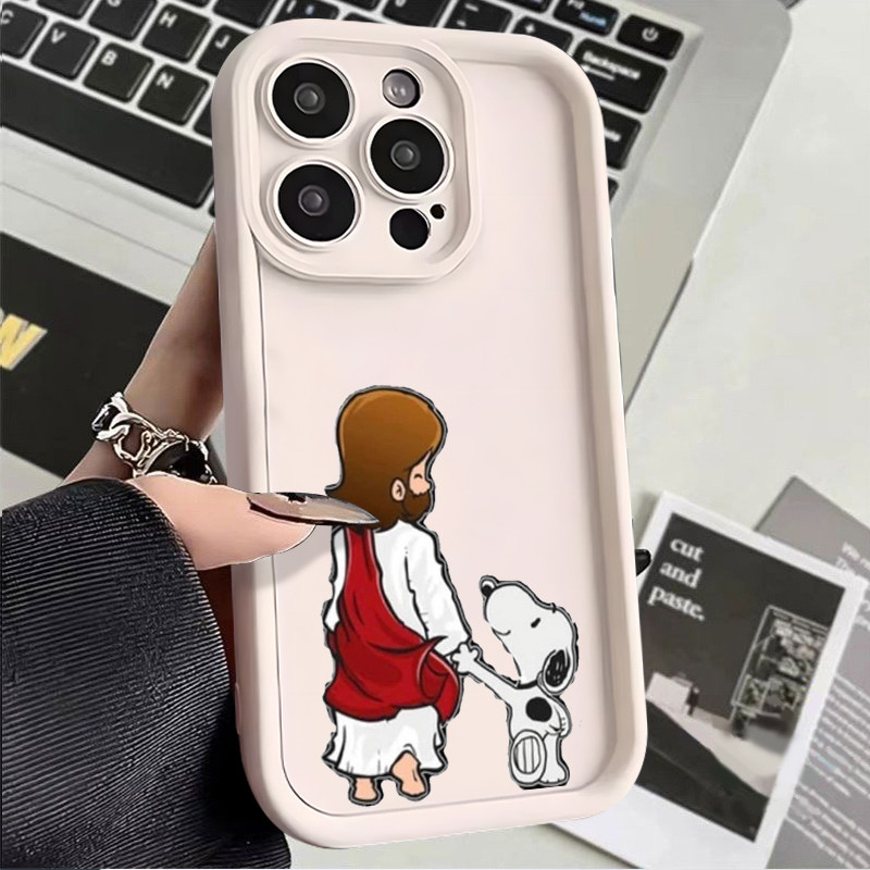 Capinha Capa Para Samsung A04 A05 A10 A12A14 A15 A32 A35 A55 A72S21 22 23 24 Snoopy e o padre Silicone Anti-impacto