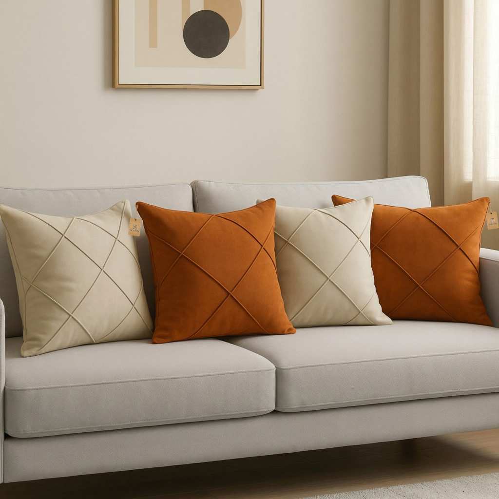 Kit 4 Capas de Almofada 40x40 cm Suede Premium Decorativa Luxo para Sofá Sala Quarto com Zíper