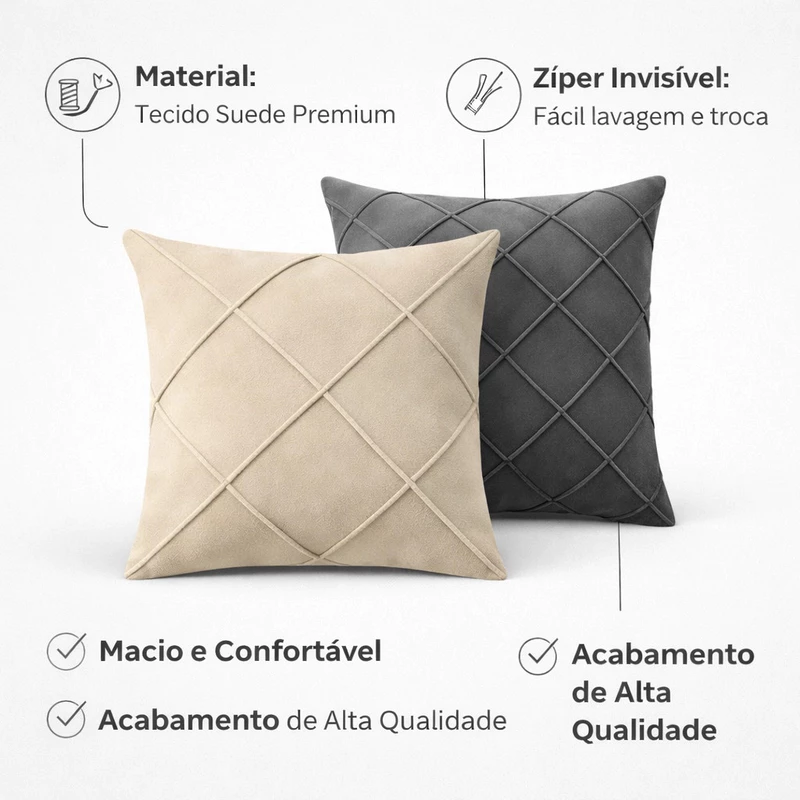 Kit 4 Capas de Almofada 40x40 Suede Luxo Decorativa para Sofá — foto 9