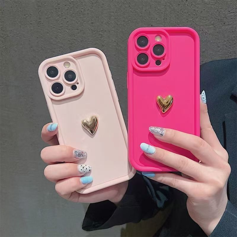 3D Ouro Amor Coração Capa Capinha Para Samsung A06 A07 A05S A12 A13 A14 A15 A16 A17 A23 A32 A34 A36 Silicone
