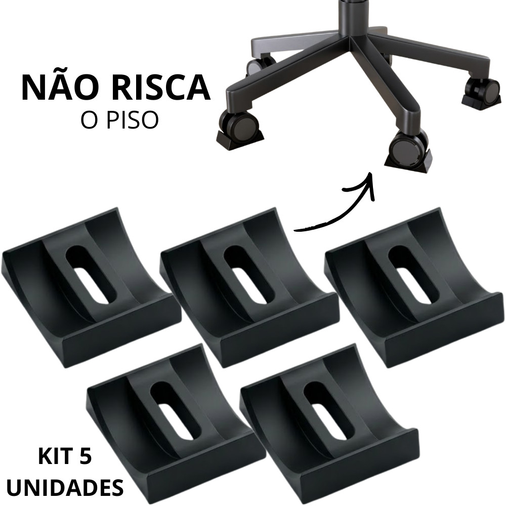 Imagem Kit 5 Trava Rodinha Cadeira Gamer Escritório Antiderrapante Fixador Simulador