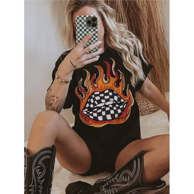 Camiseta Feminina Estampa Floral Tropical Folhas Exóticas Confortável Estilosa Moderna Verão