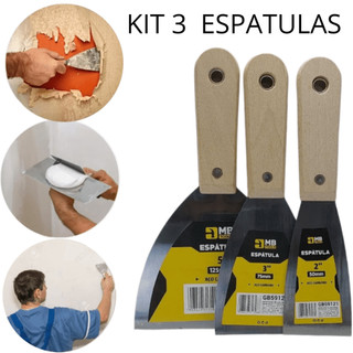 3 peças espátulas pedreiro pintor aço profissional
