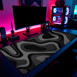 Mouse Pad Gamer Topografia Black Minimalista 65x30cm 80x40cm 90x50cm 120x60cm Borda Costurada