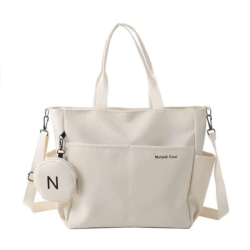 Bolsa Feminina Grande de Ombro em Nylon Impermeável para Trabalho e Faculdade
