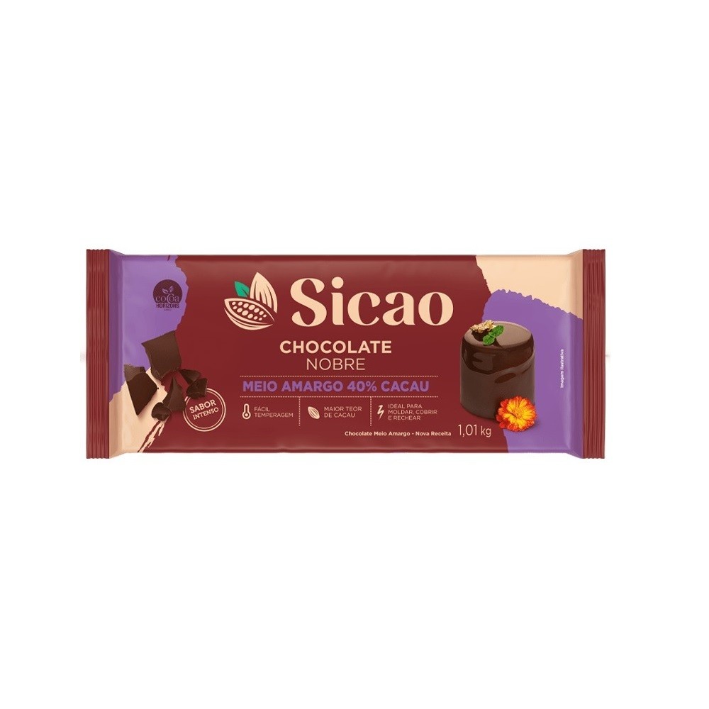 Chocolate Nobre Meio Amargo Barra 1,01kg Sicao em Oferta na Shopee