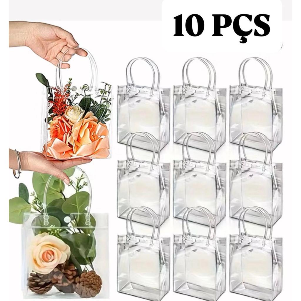 Bolsa Sacola PVC de presente dia Das Mães 10 Unidades- lembrancinha - transparente reutilizável festa