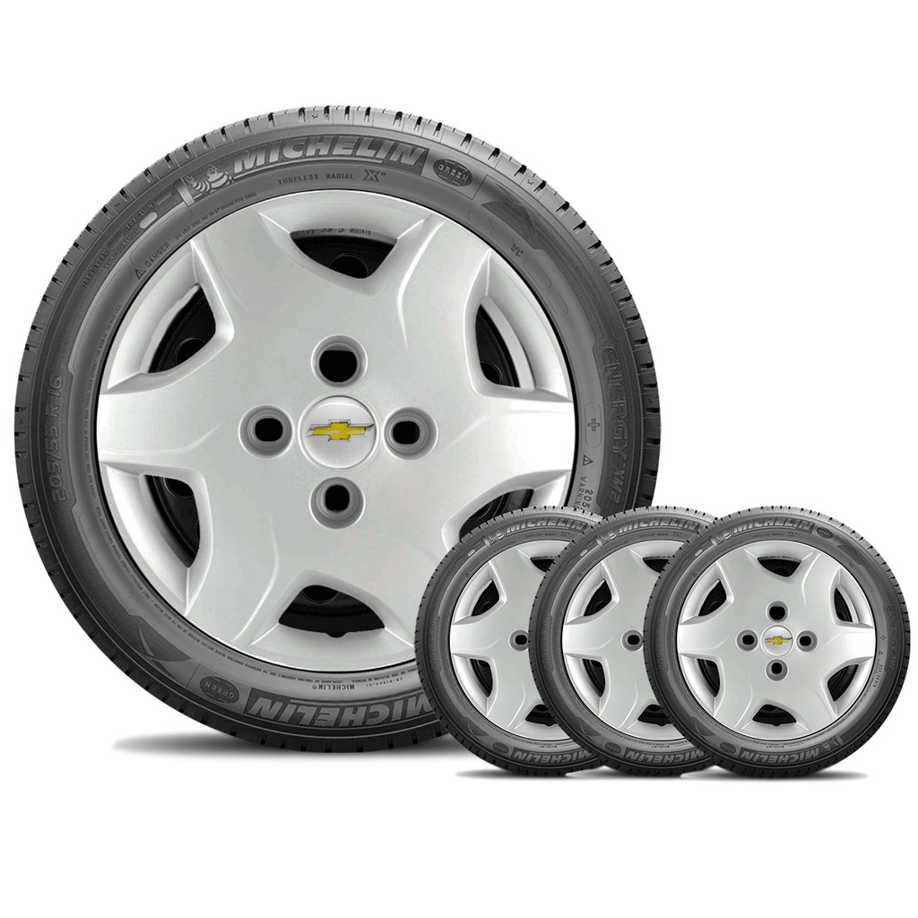 Jogo 4 Calotas Aro 13 Chevrolet Gm Celta Corsa Classic Prata CL10056PN (Emb Prata)