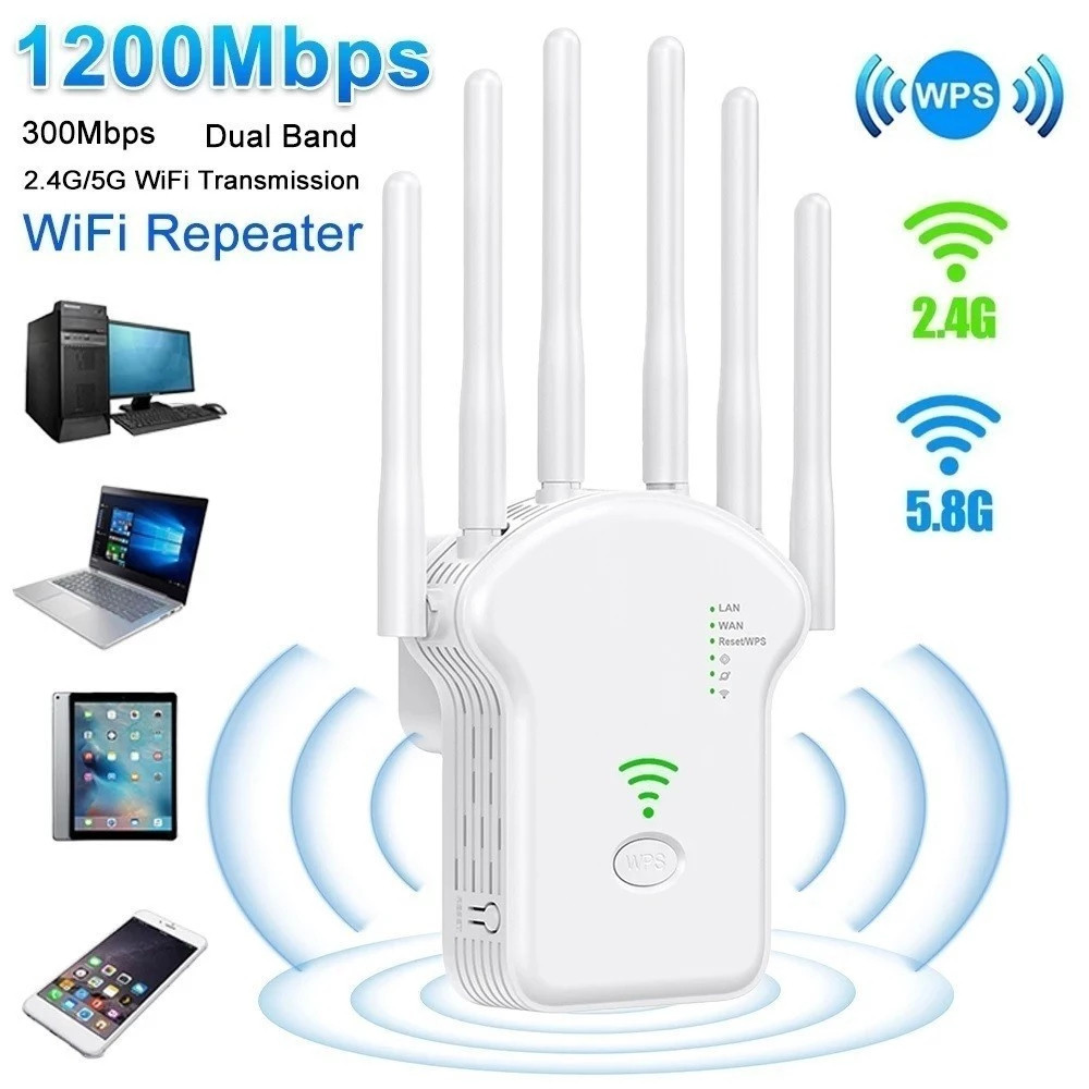 Repetidor Wifi 2800m 6 Antenas Roteador Amplificador De Sinal Modem 1200MBPS Techo pro