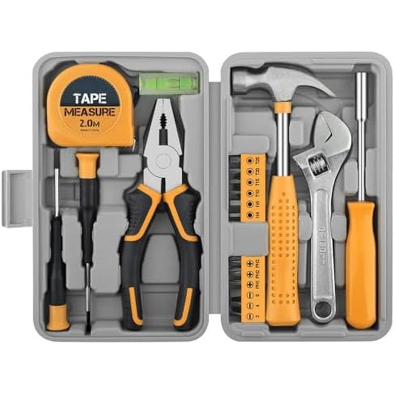 Conjunto de Ferramentas para Casa com 20 Peças, Kit Básico de Ferramentas Domésticas com Pequena Caixa de Transporte par