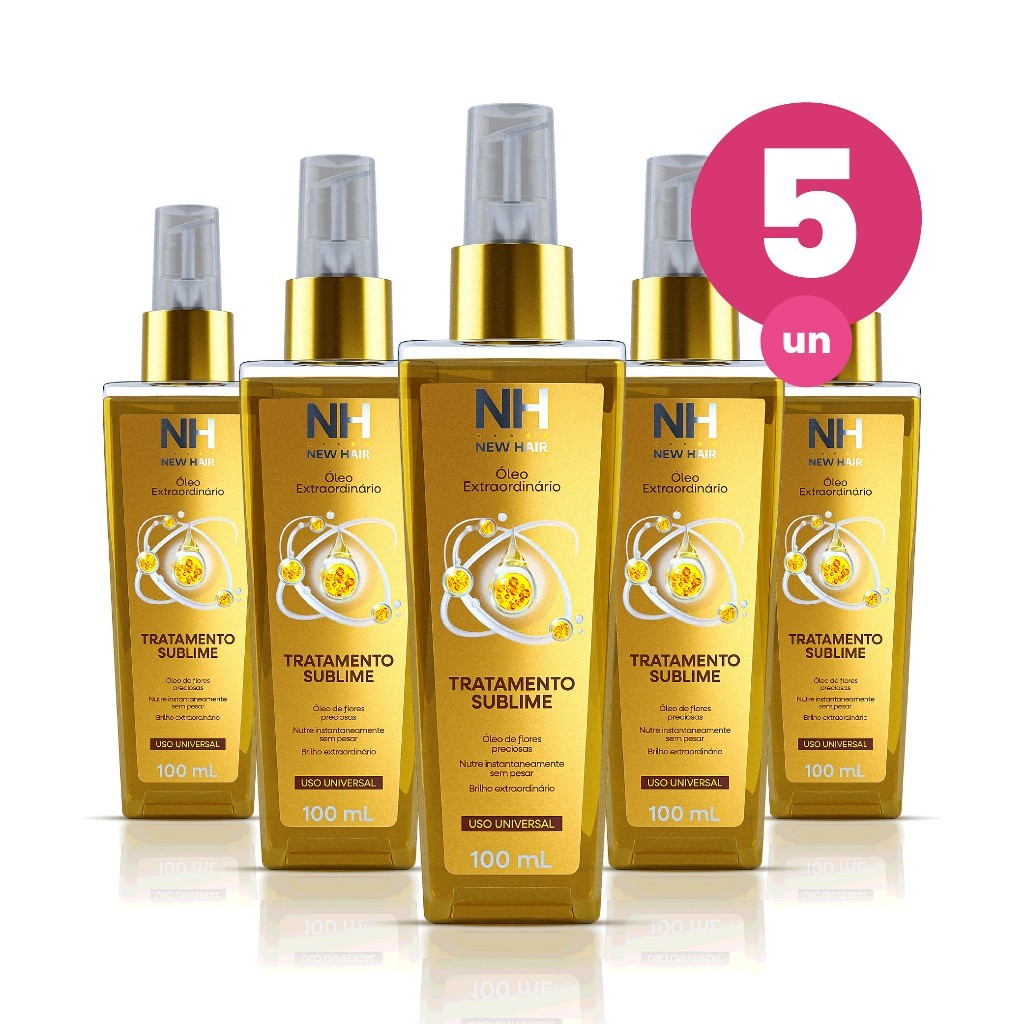 Kit 5 Óleo Extraordinário Tratamento Sublime 100ml Finaliza Nutre e Brilha os Cabelos Belkit