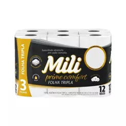 PAPEL HIGIENICO MILI PRIME COMFORT COM 12 FOLHA TRIPLA