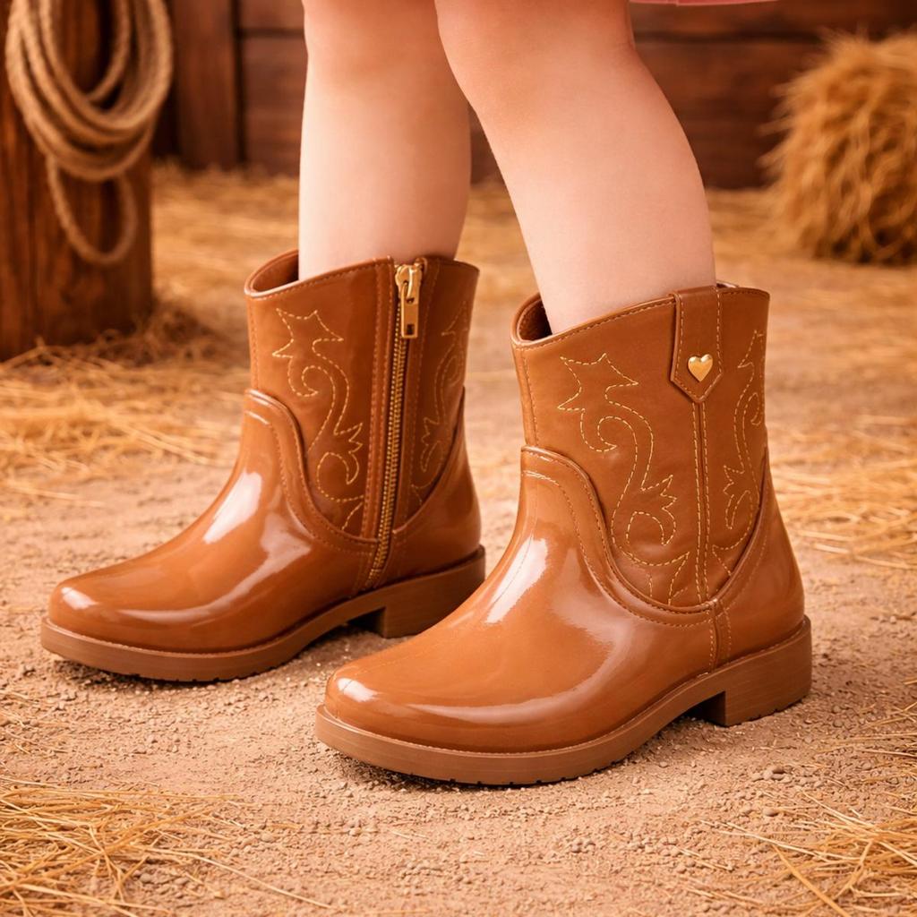 Bota Texana Infantil Menina Botinha Country Cano Alto Leve Confortável Rodeio