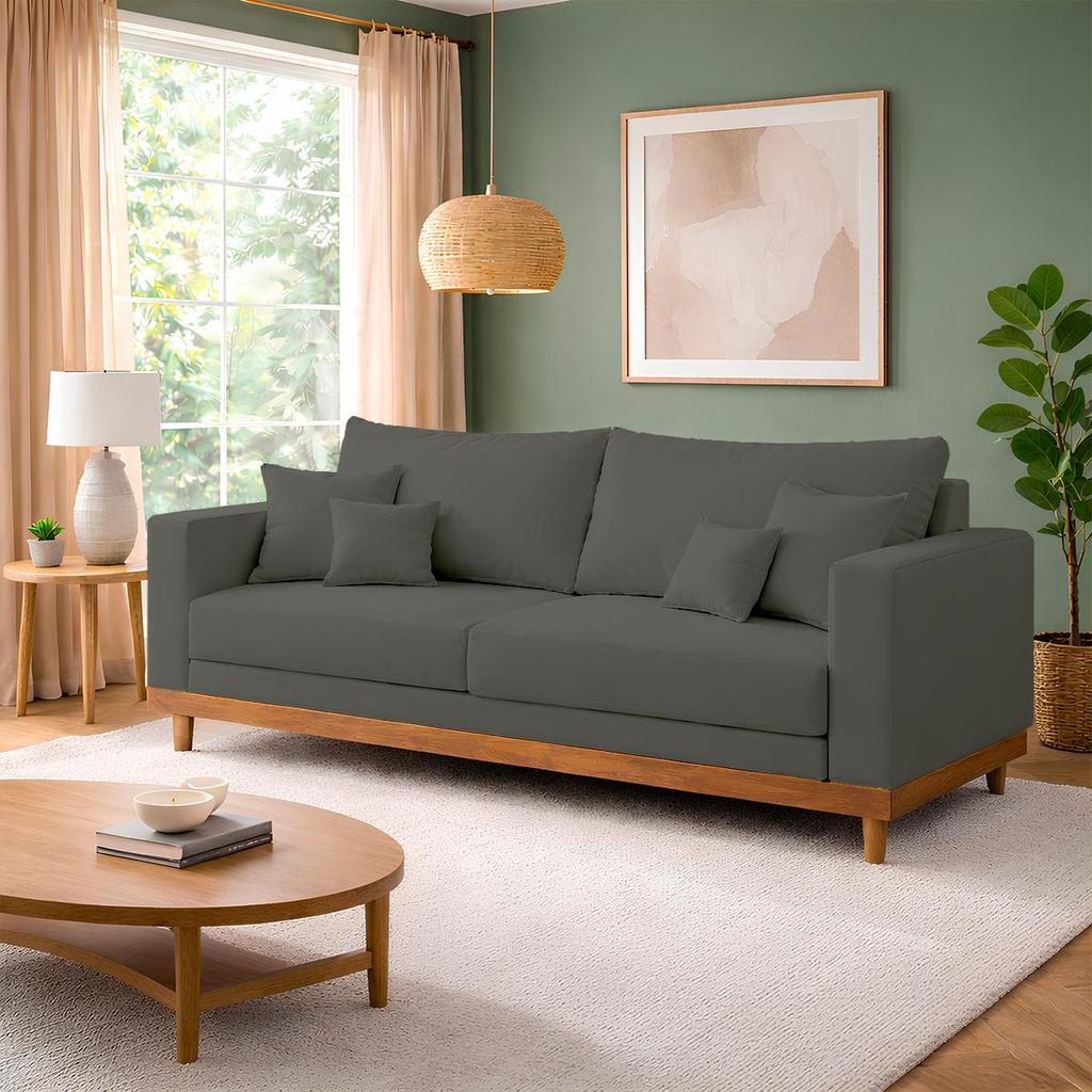 Sofá Namoradeira 2 Lugares Living Base de Madeira Suede