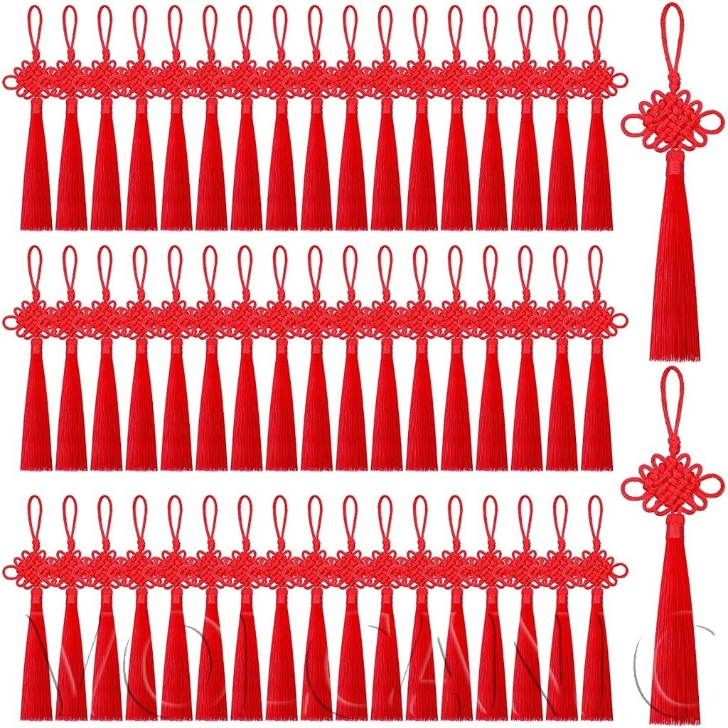 [Envio Rápido] [Pingente De Feng Shui De Nós Chineses Com Borlas Cordão De Nó Chinês Feito À Mão Vermelho Para Decoração
