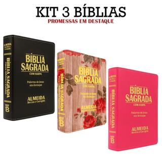 Kit c/ 3 Un - Bíblias Grande Luxo Variadas | ARC - João Ferreira de Almeida - com Harpas e Corinhos em Oferta na Shopee