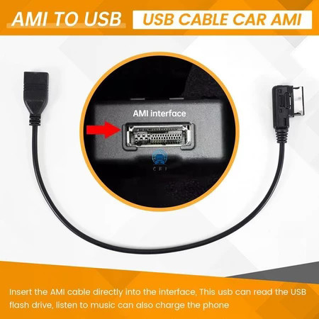 Audi E, Jetta/GLI/Passat/CC/Tiguan/EOS Adaptador de cabo AMI MDI MMI recente, com Interface USB Suporte para áudio music