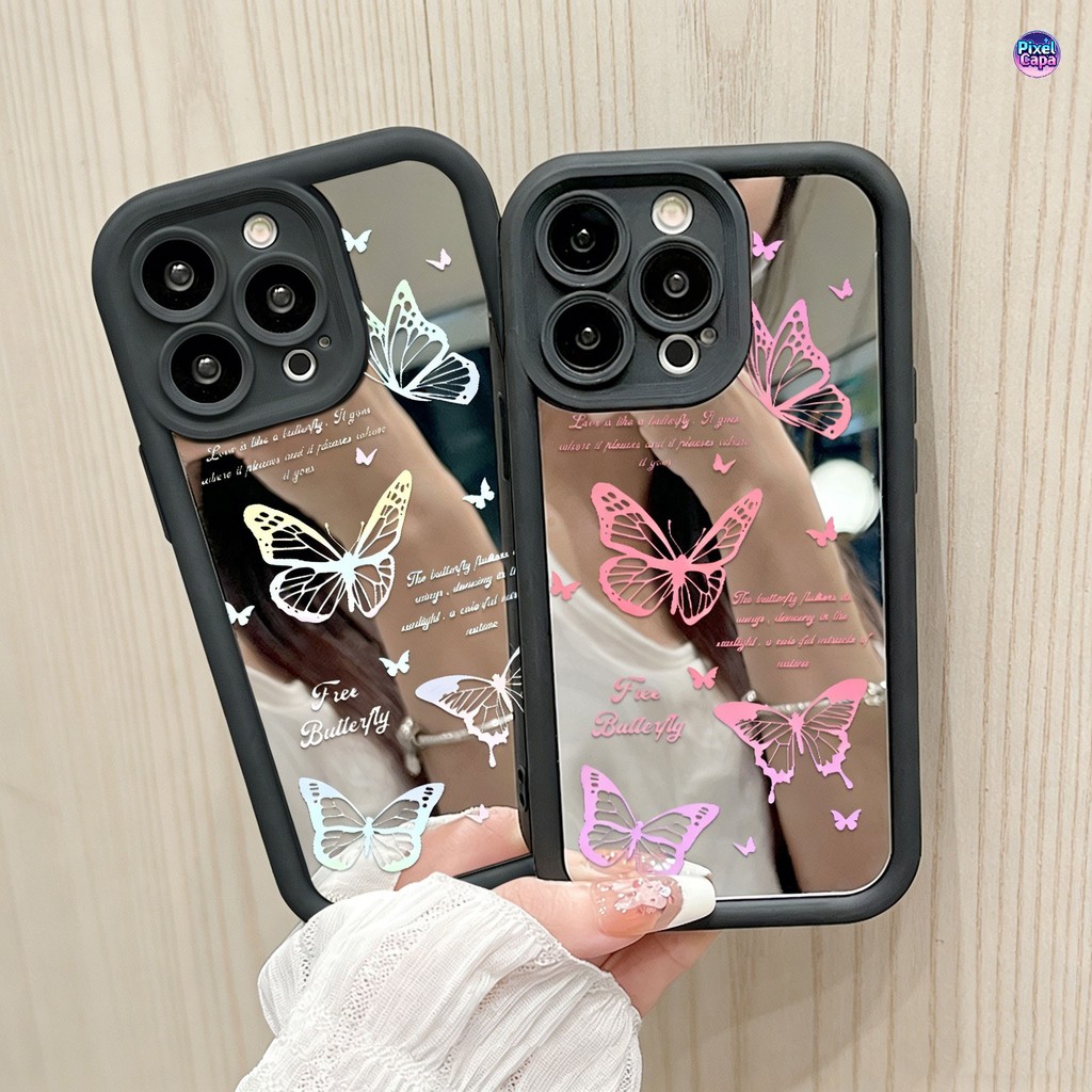 Capa De Espelhada Para iPhone 15 14 13 12 11 X XS XR 7 8 SE Pro Max Plus 2020 2022 Capinha De Mirror Telefone 9100  JM